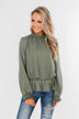 Say You Won't Let Go Cinched Blouse- Olive