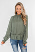 Say You Won't Let Go Cinched Blouse- Olive