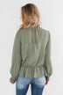 Say You Won't Let Go Cinched Blouse- Olive