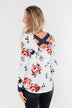 Field Of Flowers Criss Cross Top- Ivory & Navy