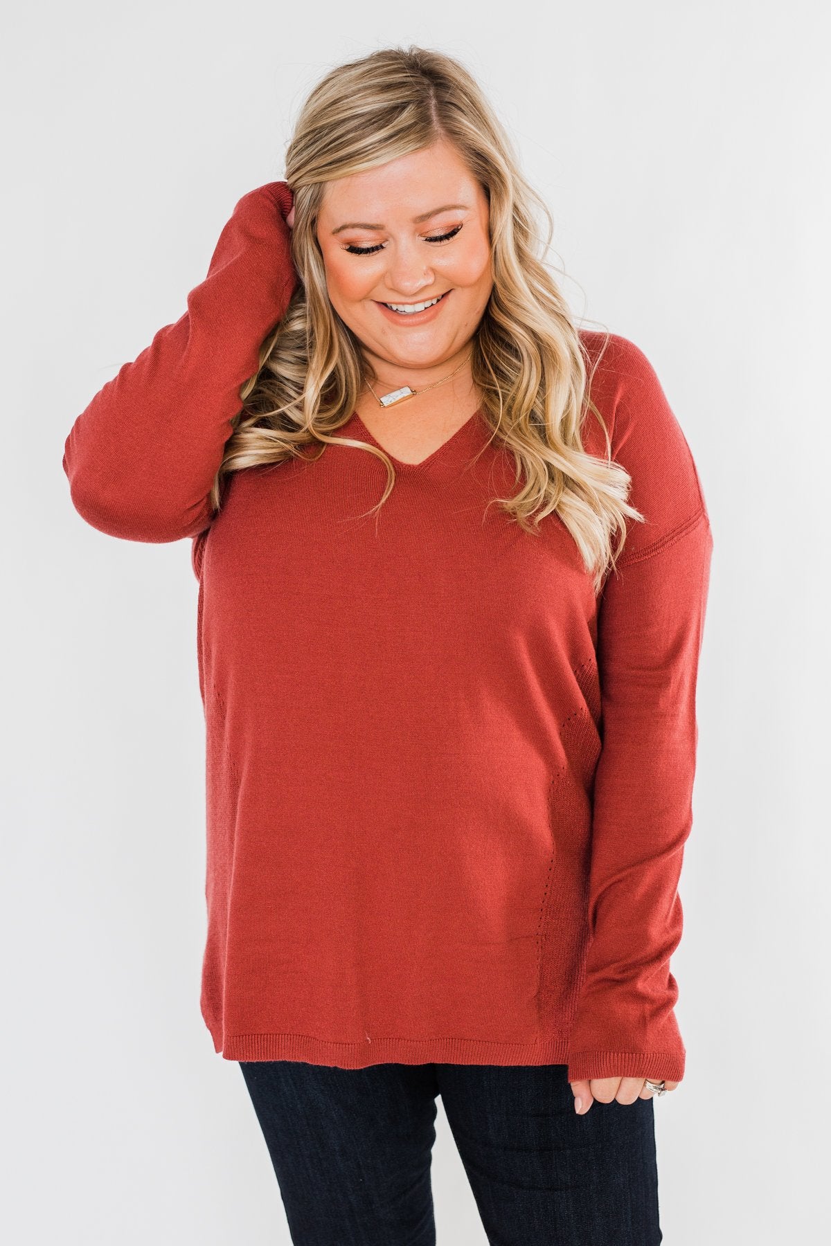 Swept Me Off My Feet Sweater- Rust