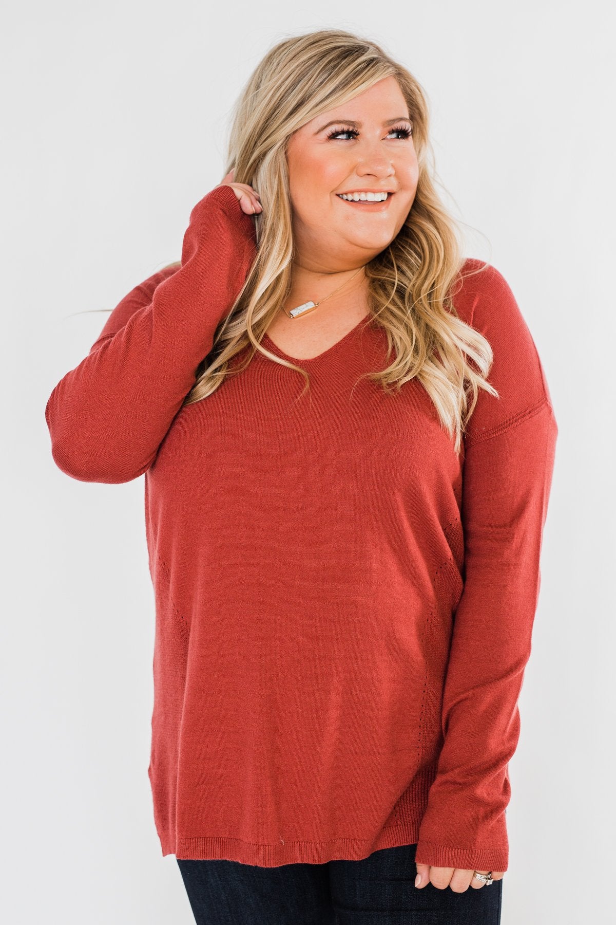 Swept Me Off My Feet Sweater- Rust