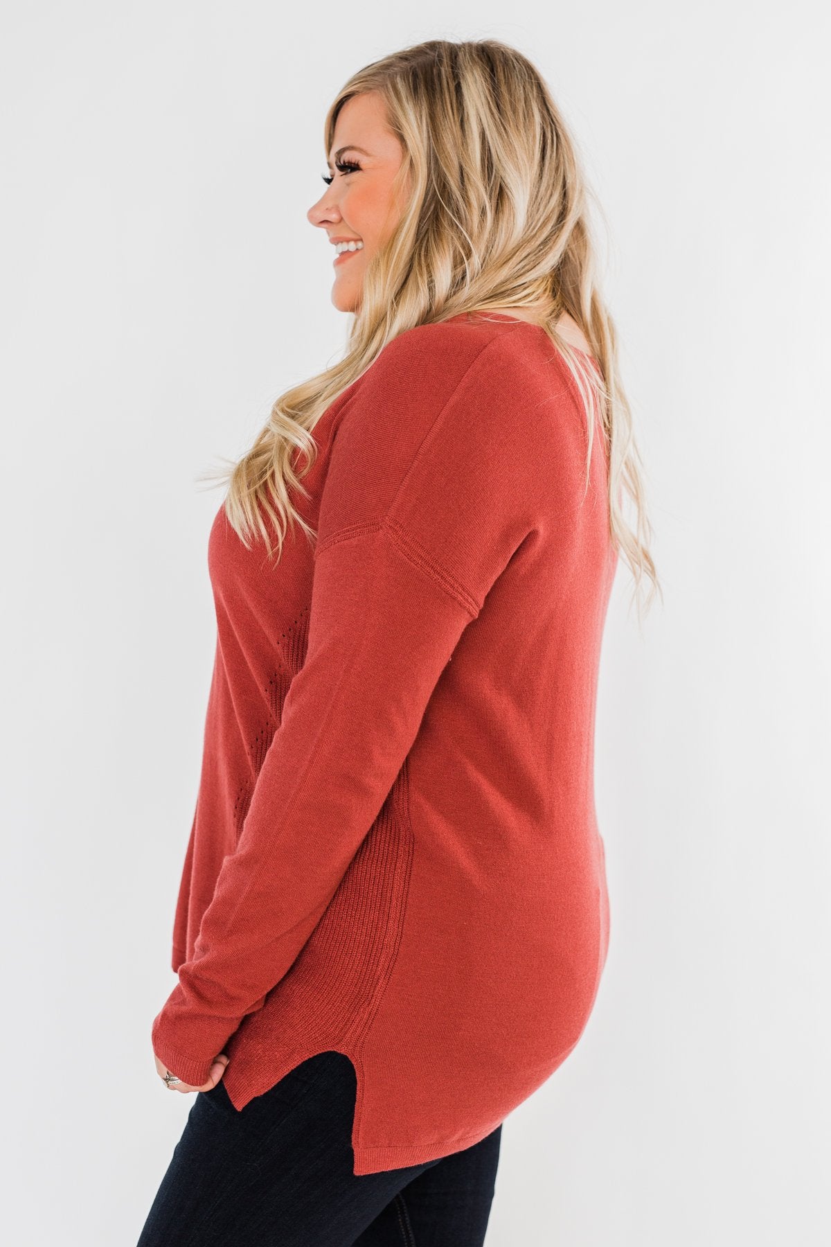 Swept Me Off My Feet Sweater- Rust