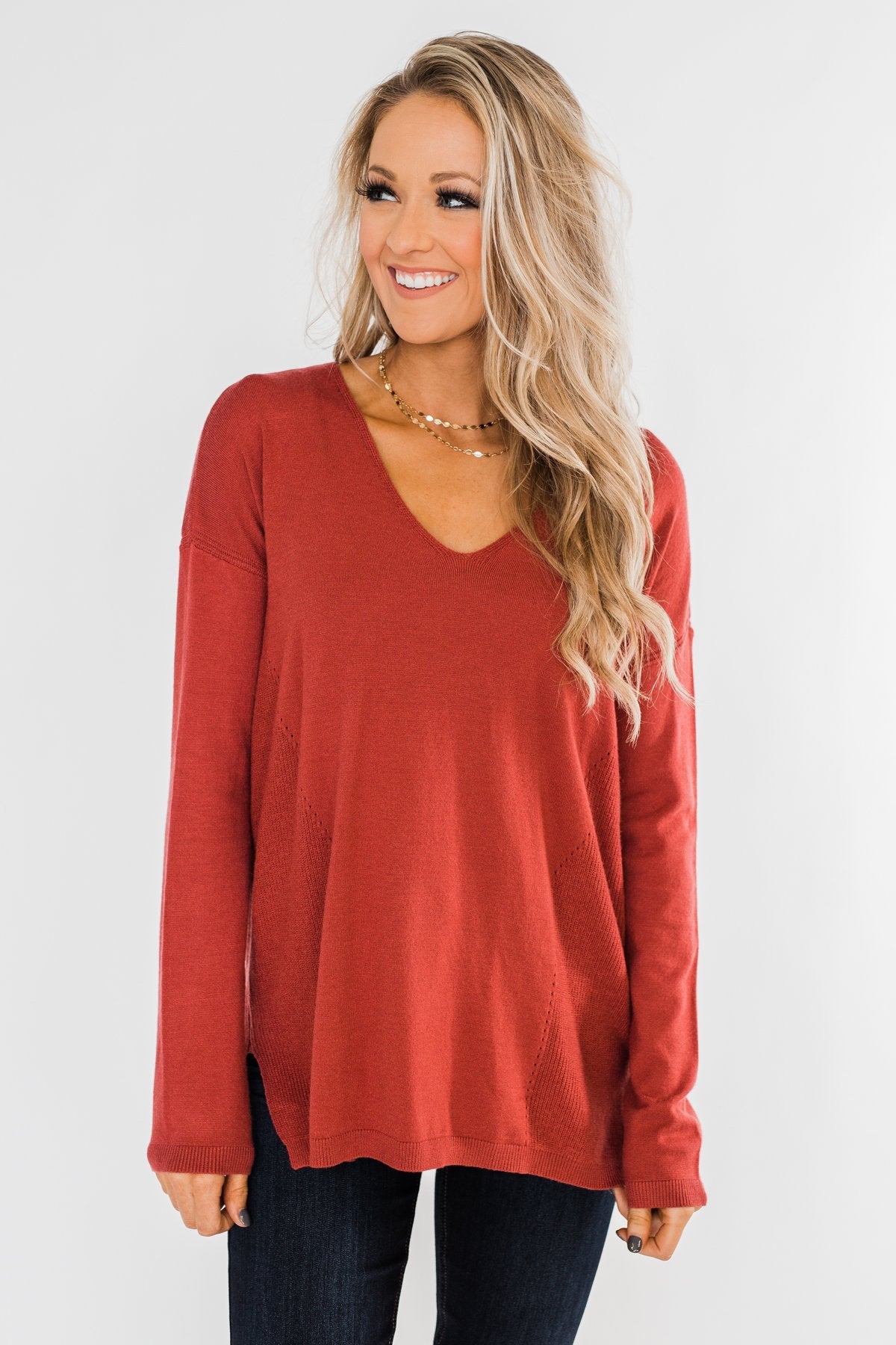 Swept Me Off My Feet Sweater- Rust