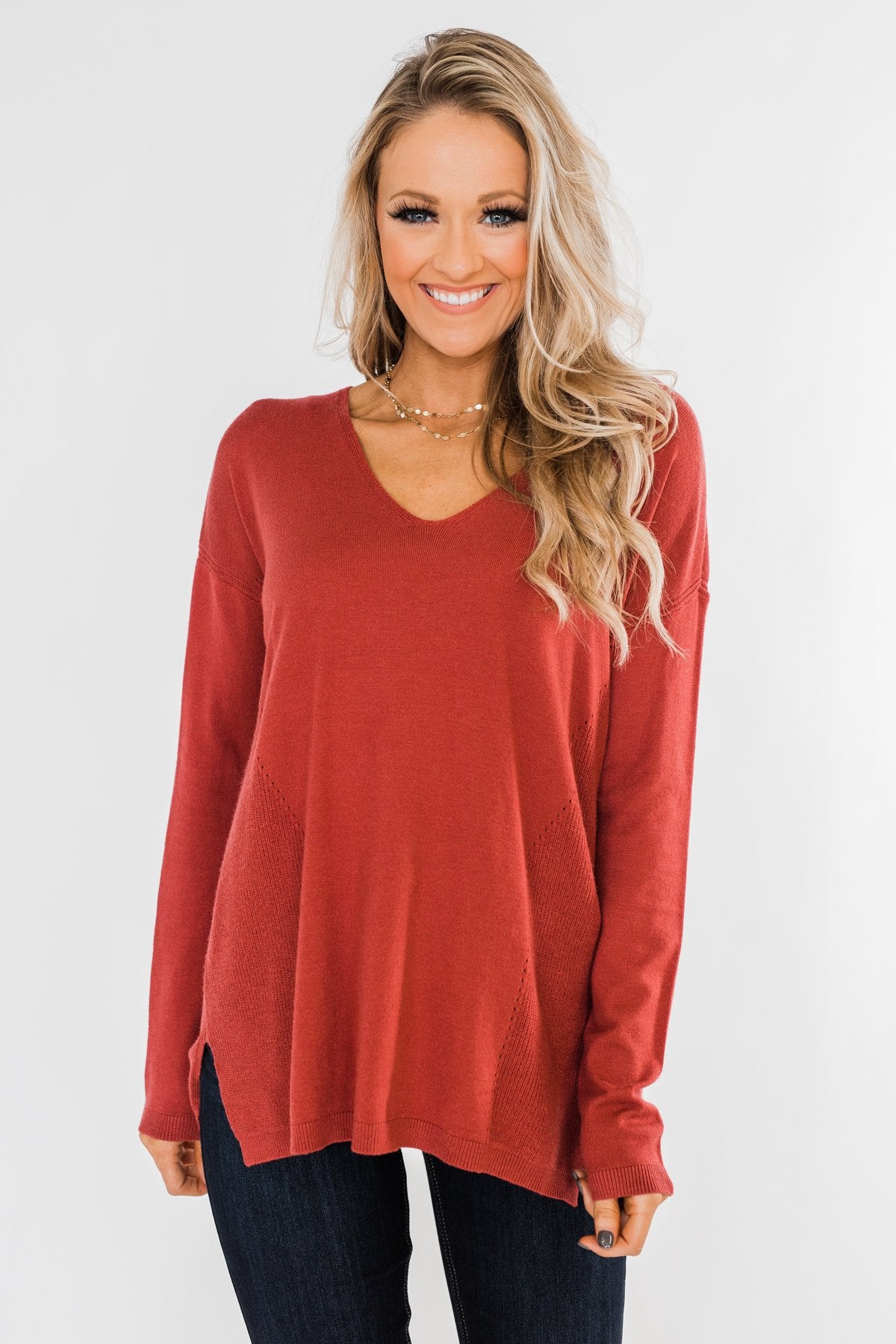 Swept Me Off My Feet Sweater- Rust
