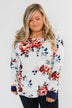 Field Of Flowers Criss Cross Top- Ivory & Navy