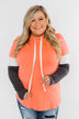 You And I Long Sleeve Hoodie- Coral & Charcoal