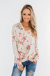 All The Love Floral Twist Top- Light Peach