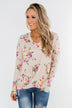 All The Love Floral Twist Top- Light Peach