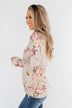 All The Love Floral Twist Top- Light Peach