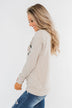 Floral Appliqué Pullover Top- Heathered Oatmeal