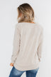 Floral Appliqué Pullover Top- Heathered Oatmeal