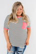 Easy Come Easy Go Striped Top- Ivory & Neon Pink