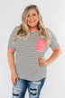 Easy Come Easy Go Striped Top- Ivory & Neon Pink
