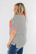 Easy Come Easy Go Striped Top- Ivory & Neon Pink