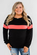 Make No Mistake Long Sleeve Top- Black & Neon Pink