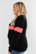 Make No Mistake Long Sleeve Top- Black & Neon Pink