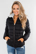 Everything I Want Reversible Puffer Coat- Black & Light Grey
