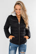 Everything I Want Reversible Puffer Coat- Black & Light Grey