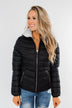 Everything I Want Reversible Puffer Coat- Black & Light Grey