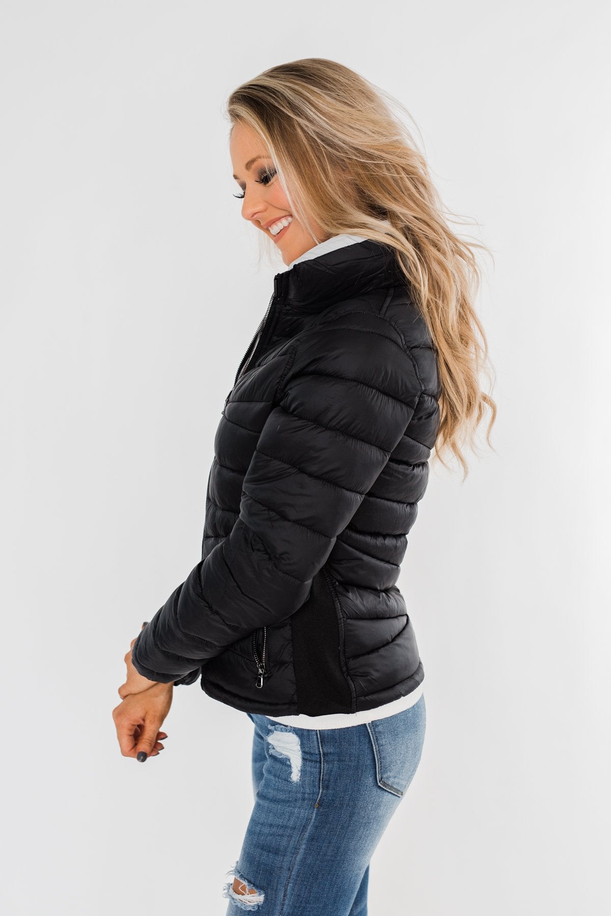 Everything I Want Reversible Puffer Coat- Black & Light Grey