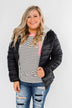 Everything I Want Reversible Puffer Coat- Black & Light Grey