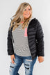 Everything I Want Reversible Puffer Coat- Black & Light Grey