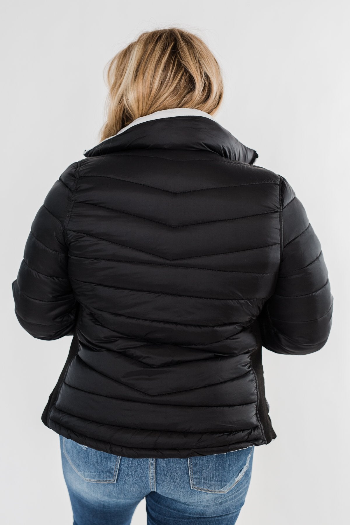 Everything I Want Reversible Puffer Coat- Black & Light Grey