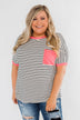 Easy Come Easy Go Striped Top- Ivory & Neon Pink