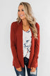 Can't Wait Open Front Cardigan- Dark Rust