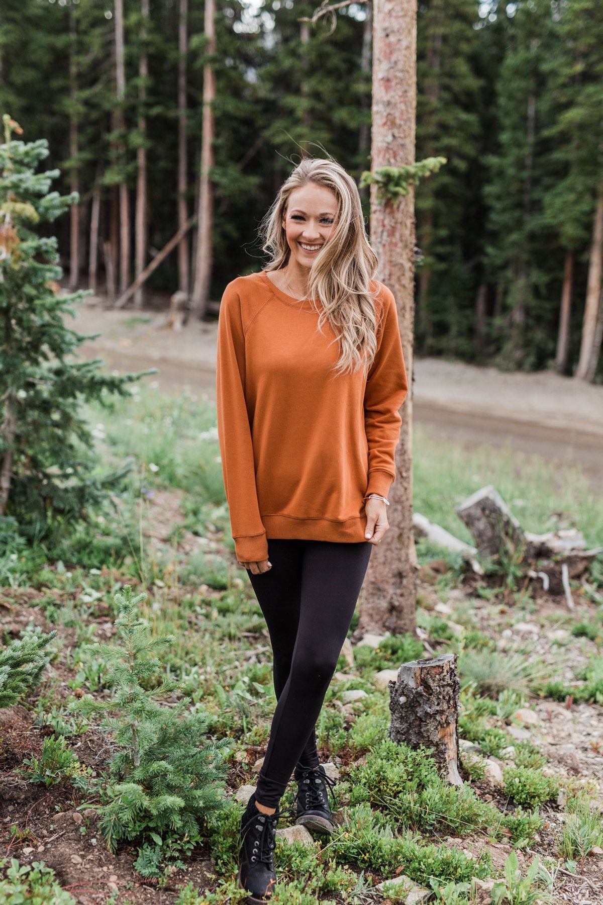 Pulse Basics Crew Neck Pullover- Rust