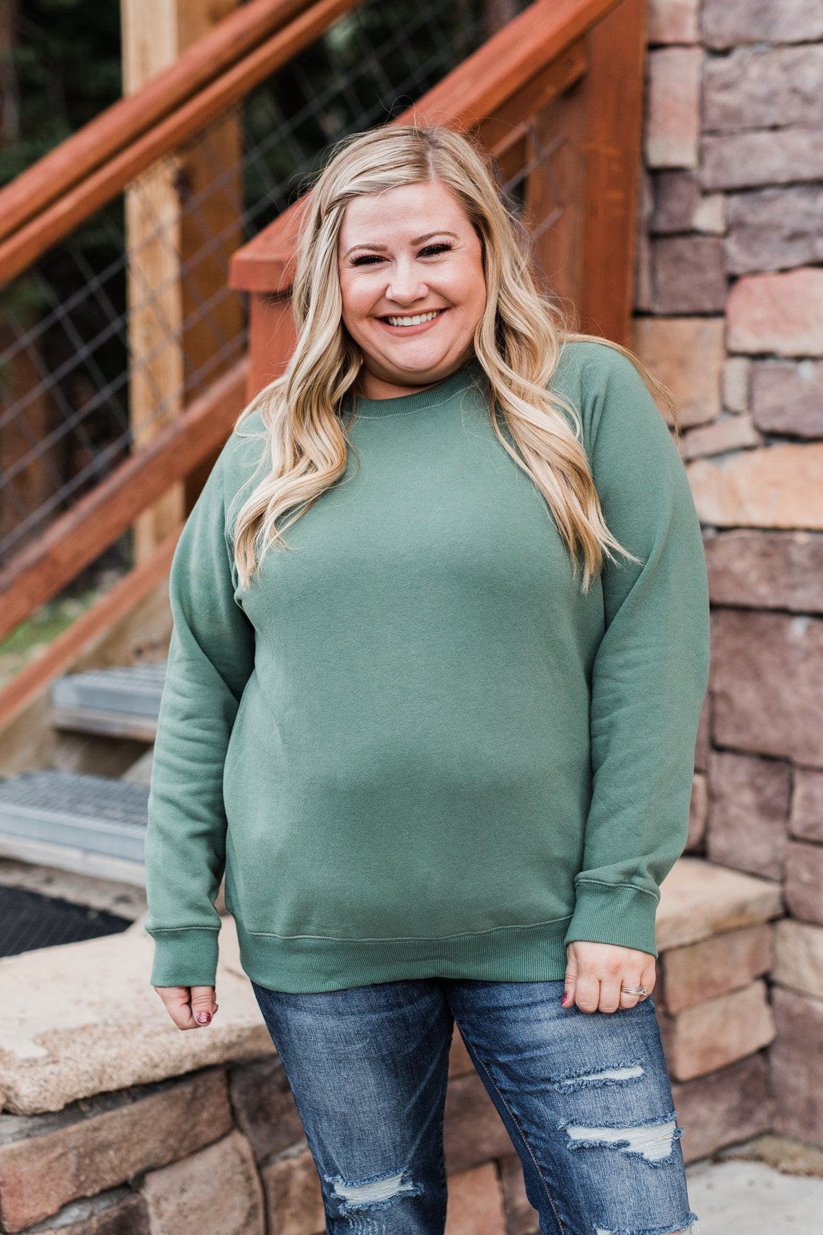 Pulse Basics Crew Neck Pullover- Dark Sage