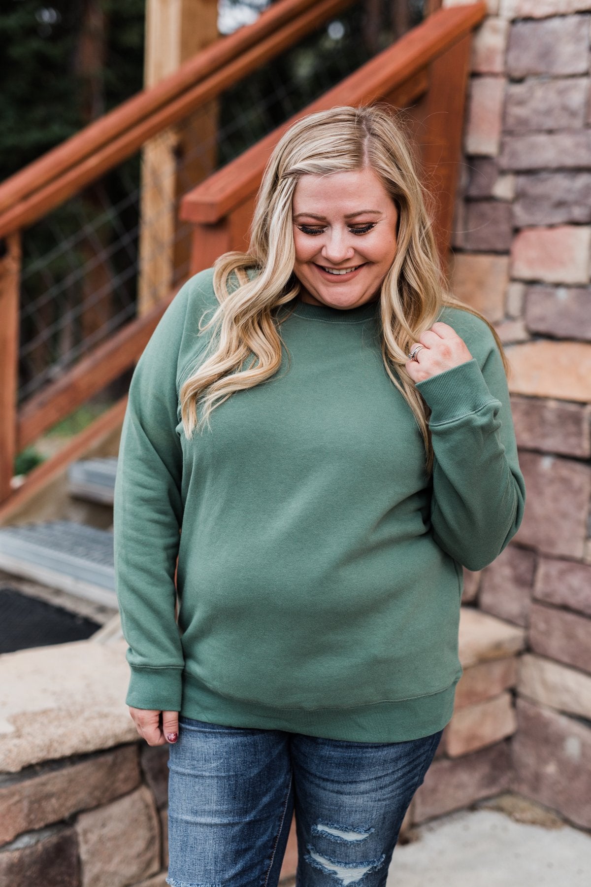 Pulse Basics Crew Neck Pullover- Dark Sage