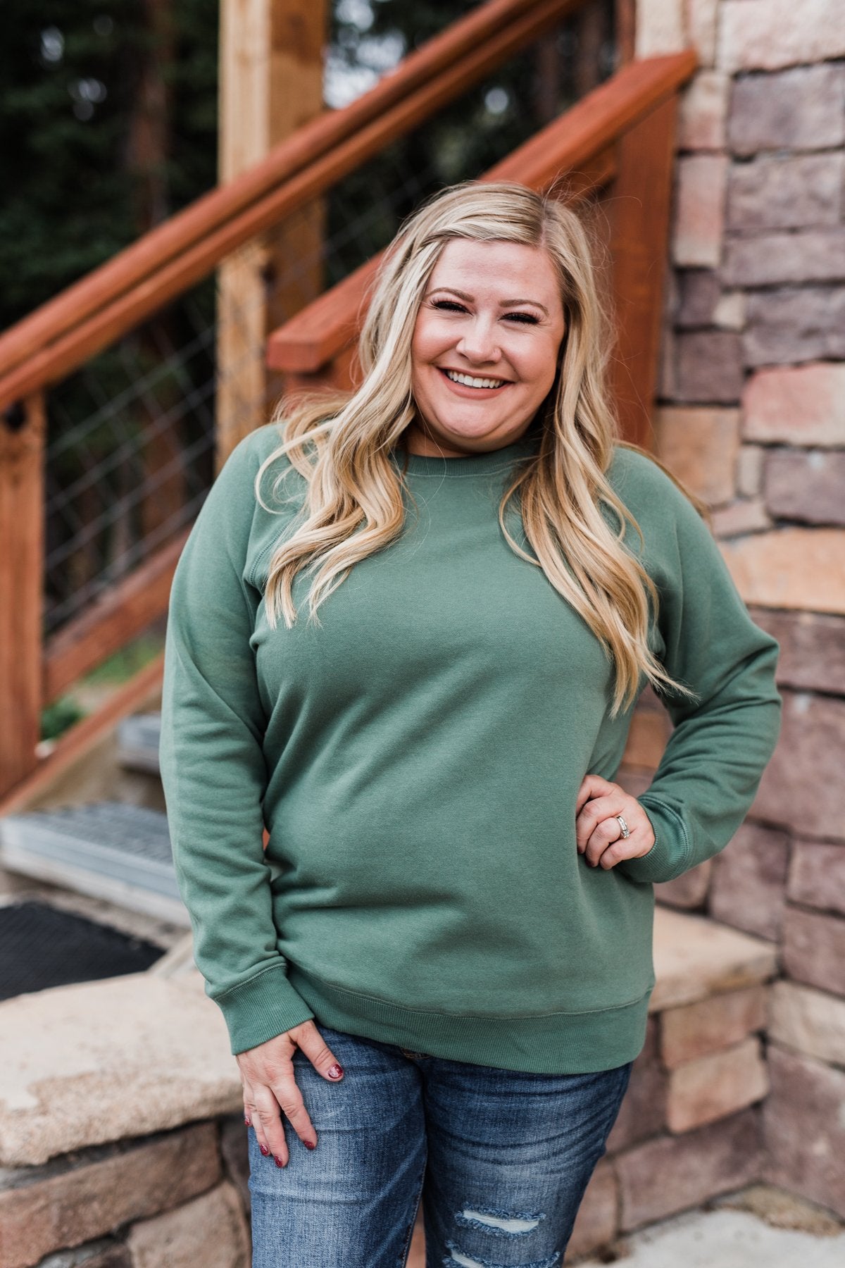 Pulse Basics Crew Neck Pullover- Dark Sage