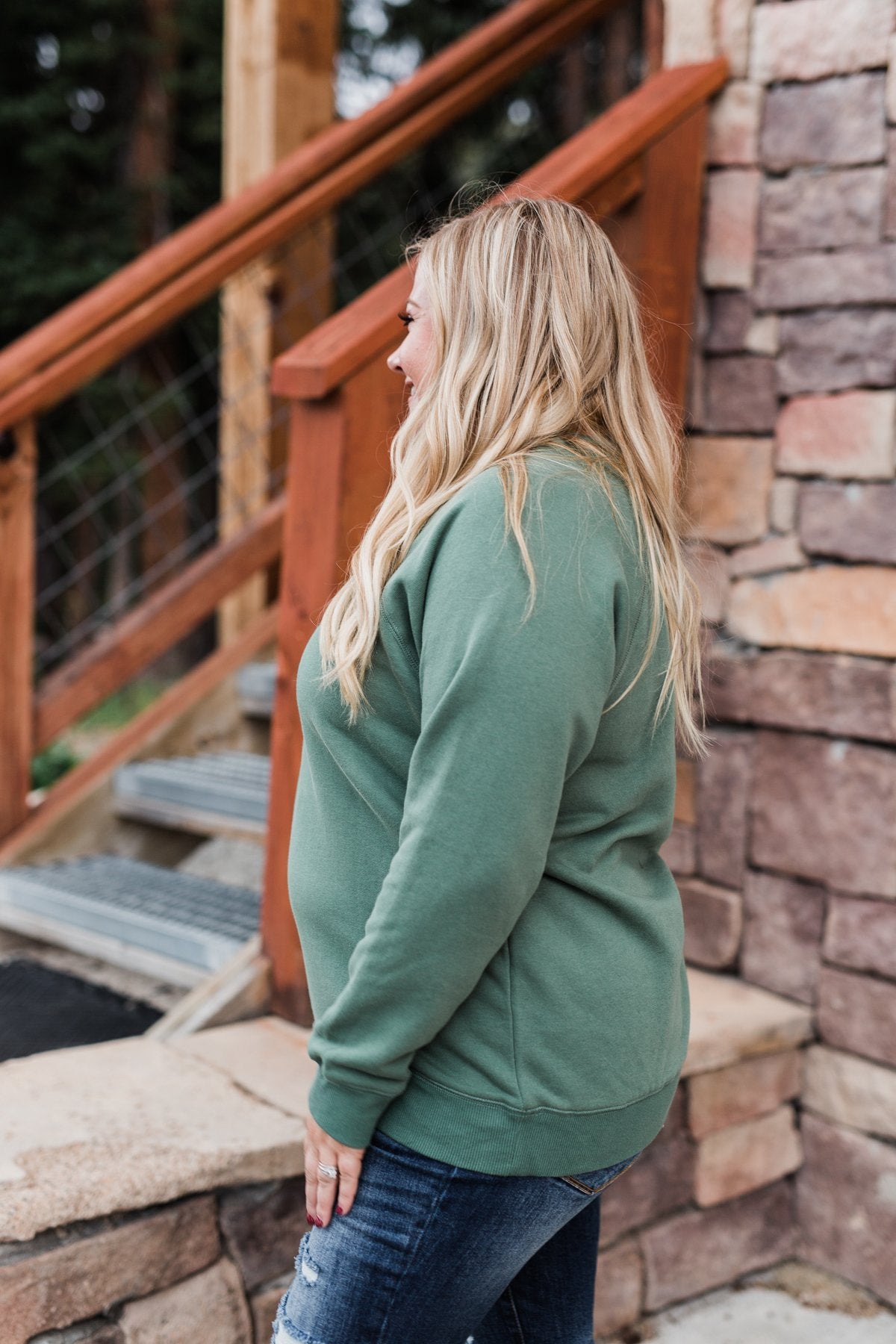 Pulse Basics Crew Neck Pullover- Dark Sage