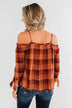 Give You My Best Shot Plaid Top- Rust & Burnt Orange