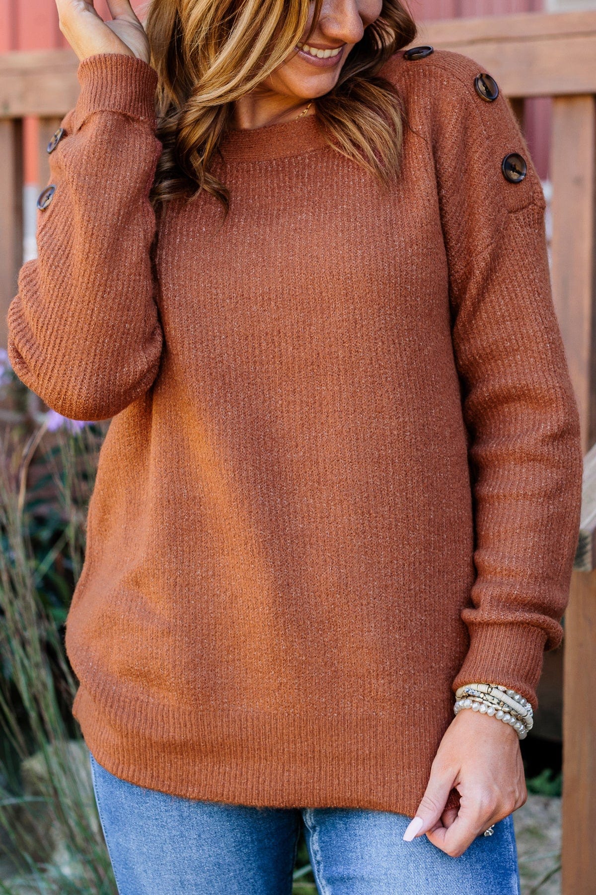 Love Beyond Words Knit Sweater- Rust