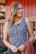 Bountiful Smiles Floral Tank Top- Dusty Blue