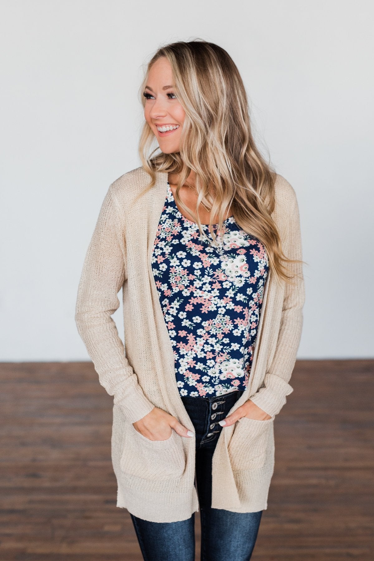 Let's Begin Again Floral Tank Top- Navy