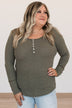 Breathtaking Views Button Top- Dusty Olive