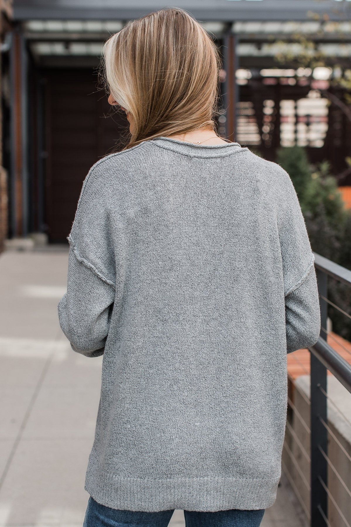 Moments Away Relaxed Knit Sweater- Grey