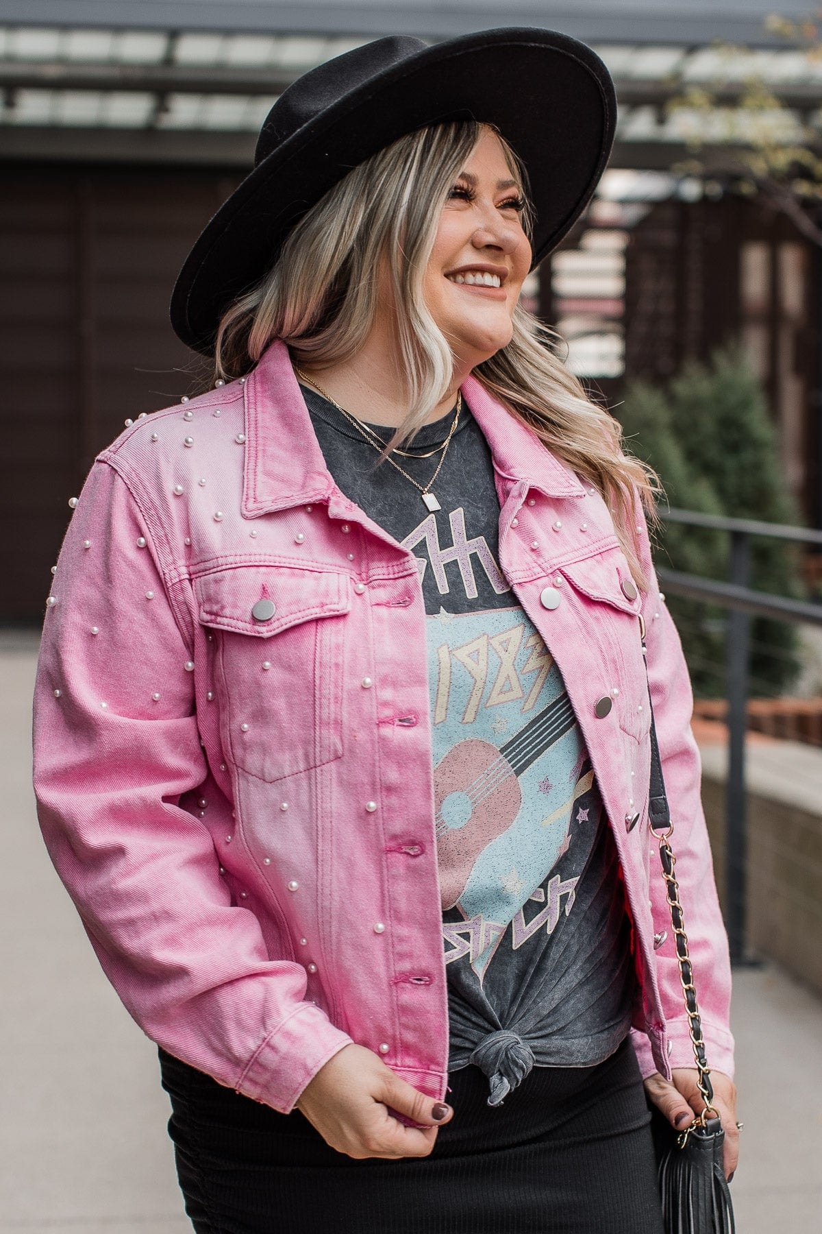 Pink Pearl Denim Jacket