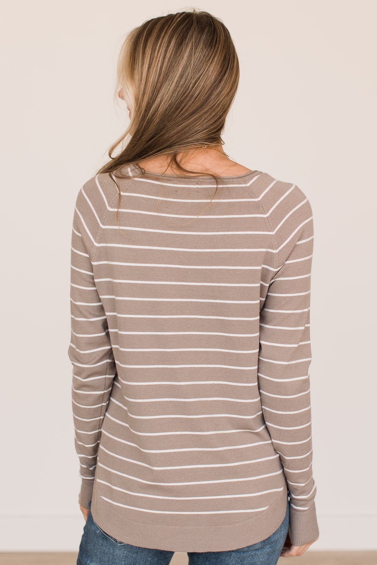 Days Like These Striped Knit Sweater- Taupe & Ivory