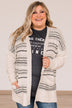 Speak Your Mind Knit Cardigan- Ivory & Grey