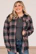 Falling For Your Smile Plaid Flannel- Grey & Pink