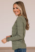 From The Heart Button Knit Sweater- Olive