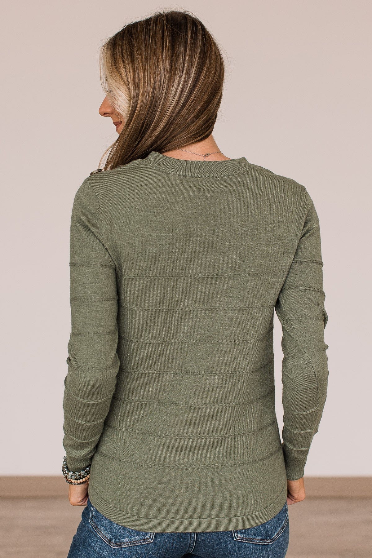 From The Heart Button Knit Sweater- Olive