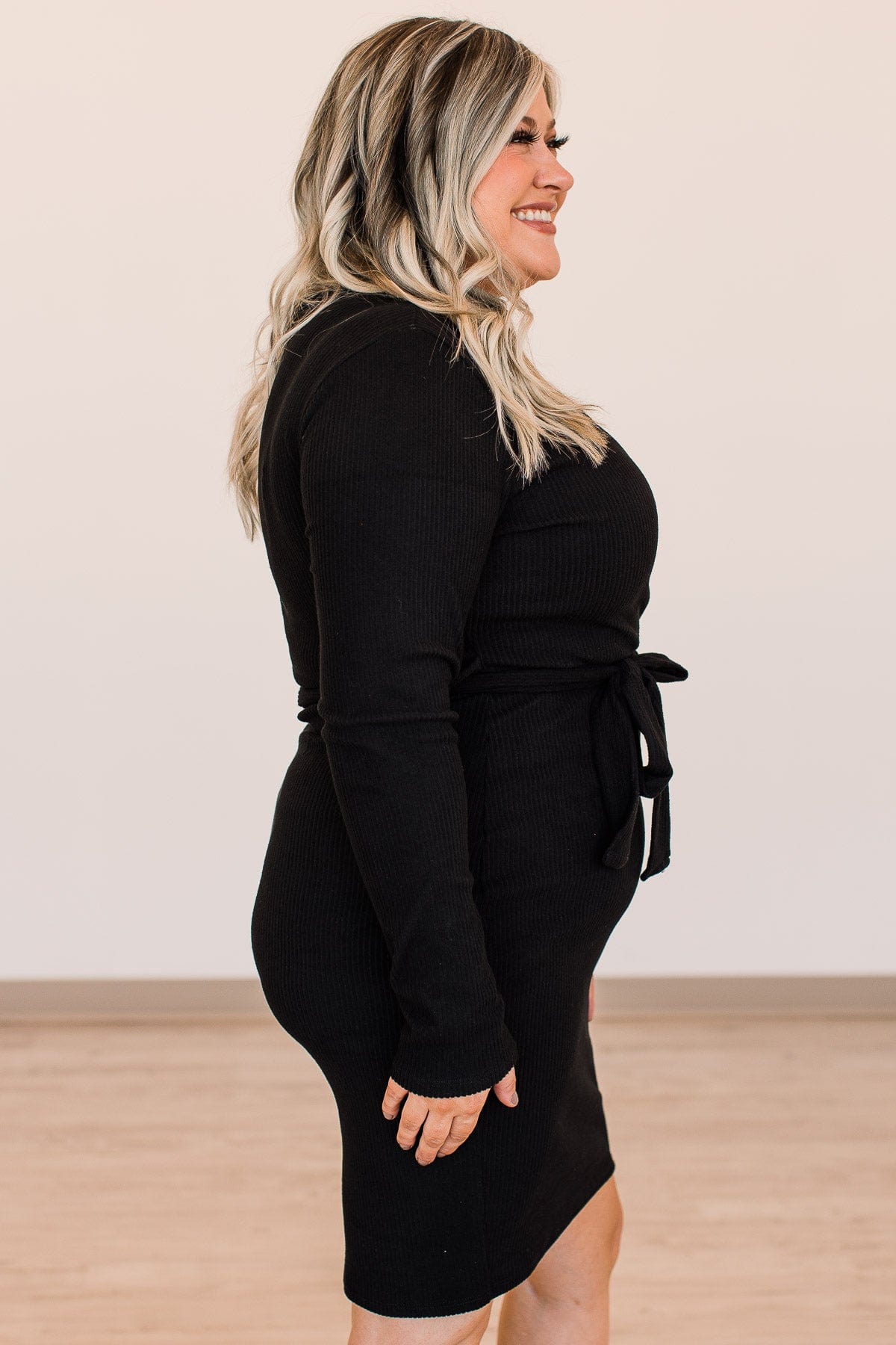 A Toast To Us Long Sleeve Knit Dress- Black A Toast To Us Long Sleeve Knit Dress- Black