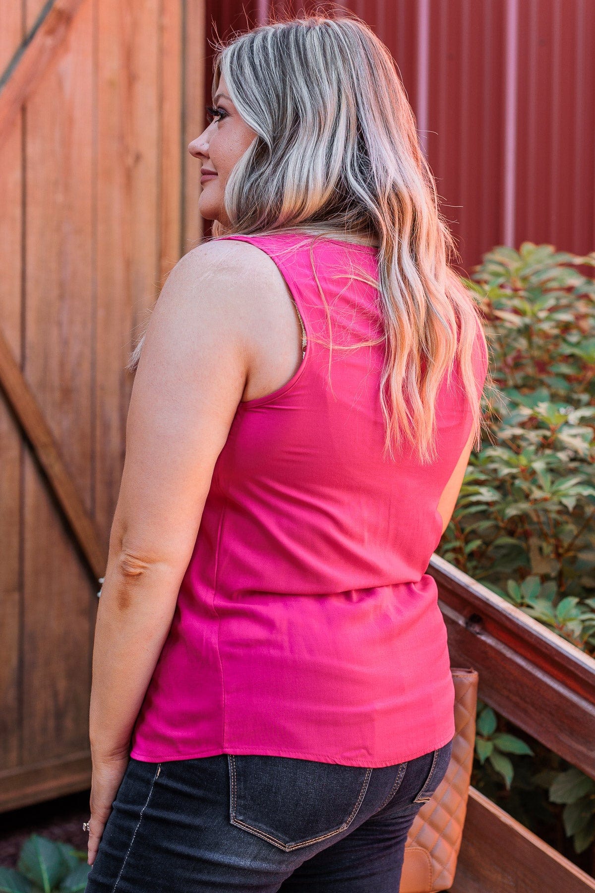 Do Your Best Pleated Tank Top- Hot Pink