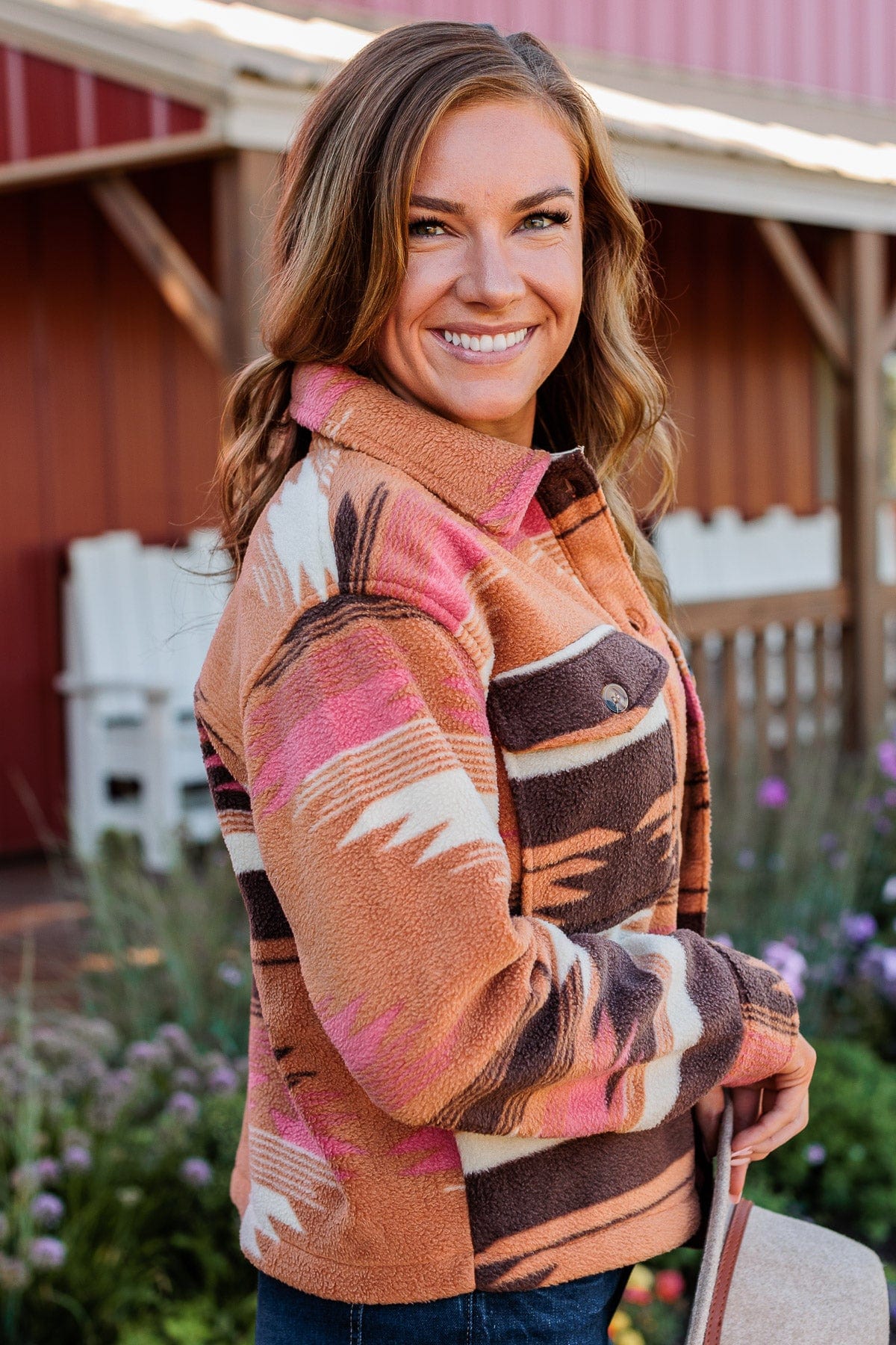 Aztec fleece jacket top